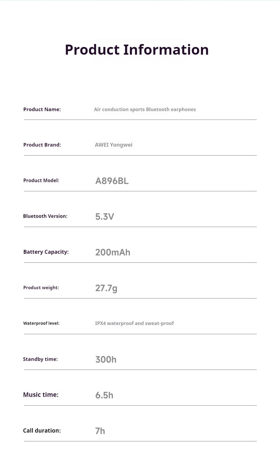 Casque Sport Bluetooth AWEI à Conduction Osseuse