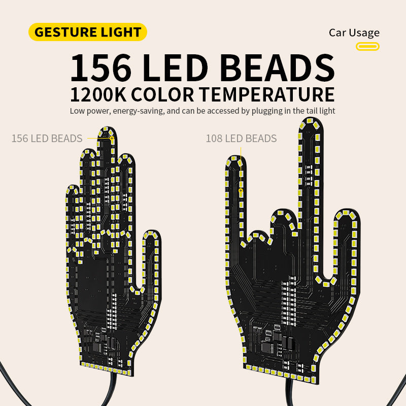 LED Finger Lights pour voiture – Lumière clignotante & signal gestuel