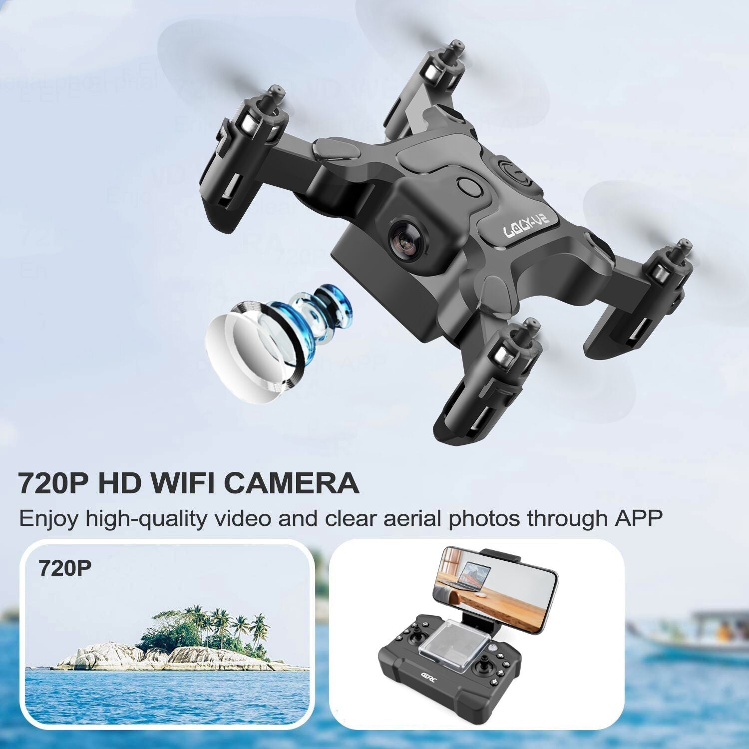 Mini Drone Selfie WiFi FPV – Caméra HD & Bras Pliables